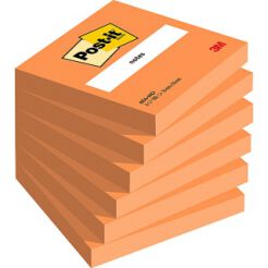 Bloczek Samoprzylepny Post-It (654N), 76X76Mm, 1X100 Kart., Jaskrawy Pomarańczowy