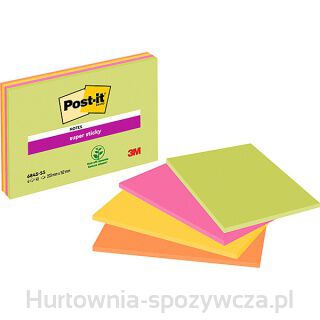 Bloczek Samoprzylepny Post-It Super Sticky (6845-Ssp), 200X149Mm, 4X45 Kart., Mix Kolorów