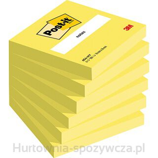 Bloczek Samoprzylepny Post-It (654Ny), 76X76Mm, 1X100 Kart., Jaskrawy Żółty