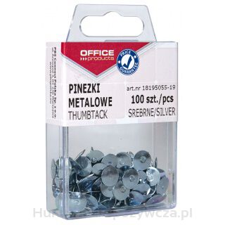 Pinezki Metalowe Office Products, W Pudełku, 100Szt., Srebrne