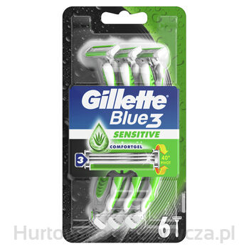 Gillette Blue3 Sensitive Jednorazowa Maszynka Do Golenia Dla Mężczyzn, 6 Sztuk