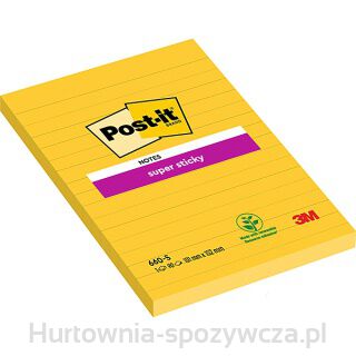 Bloczek Samoprzylepny Post-It Super Sticky (660-S), 102X152Mm, 1X75 Kart., Żółty