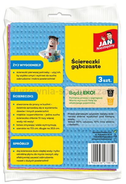 Ściereczki gąbczaste JAN NIEZBĘDNY, 3 szt., mix - 2