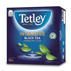 Tetley Herbata Intensive Black 100 torebek, z zawieszką
