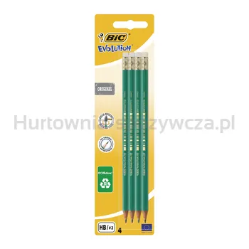 Bic ołówek grafitowy Evolution Original 655 z gumką blister 4 sztuki