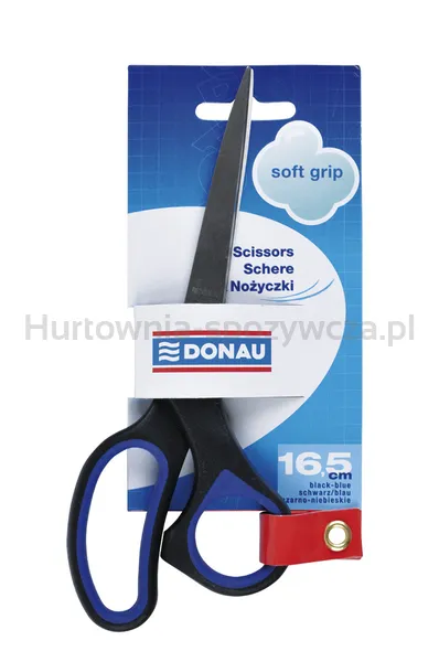 Donau Nożyczki biurowe Soft Grip, 16,5cm, niebieskie 