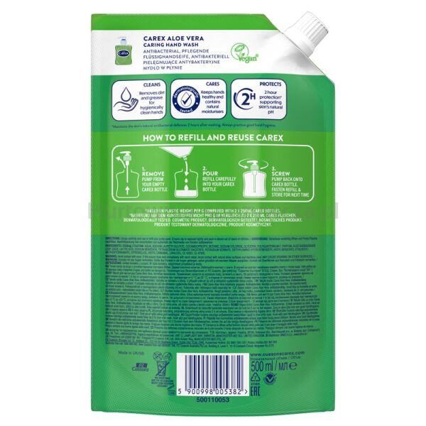 Mydło w płynie antybakteryjne CAREX, Aloes, zapas, 500ml - 2