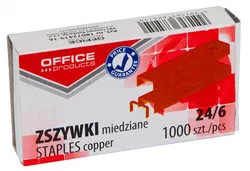Zszywki Office Products, 24/6, Miedziane, 1000Szt.
