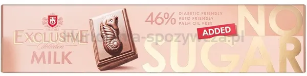 Czekolada mleczna 46% kakao bez cukru, słodzona erytrytolem KETO 50 g