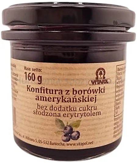 Konfitura z borówki amerykańskiej słodzona erytrytolem B/C 160g