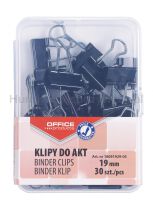 Klipy do dokumentów OFFICE PRODUCTS, 19mm, 30szt., w pudełku, czarne