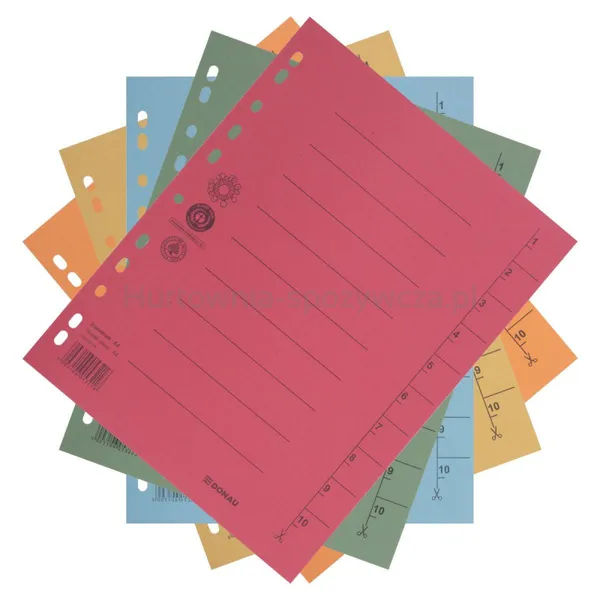 Donau Przekładka karton A4, 235x300mm, 1-10, 1 karta, mix kolorów 