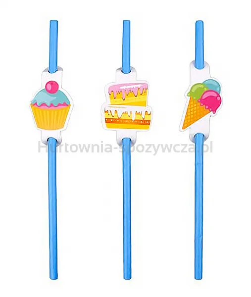 Słomki PARTY GO, 20cm, 6 szt., niebieskie