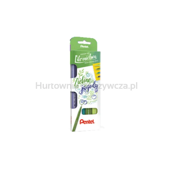 Pentel Zestaw 4 pisaków/pędzelków SES15C Brush SignPen - Zielone jagody