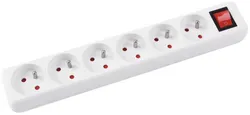 Przedłużacz OFFICE PRODUCTS, 6 gniazd, 3m, z uziemieniem i wyłącznikiem, biały