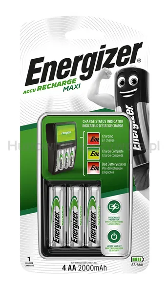Ładowarka Energizer Maxi + 4 Szt. Akumulatorków Power Plus Aa