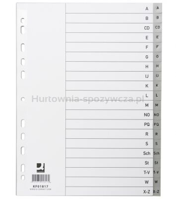 Q-Connect Przekładki  PP, A4, 230x297mm, A-Z, 20 kart, szare 