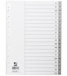 Q-Connect Przekładki  PP, A4, 230x297mm, A-Z, 20 kart, szare 