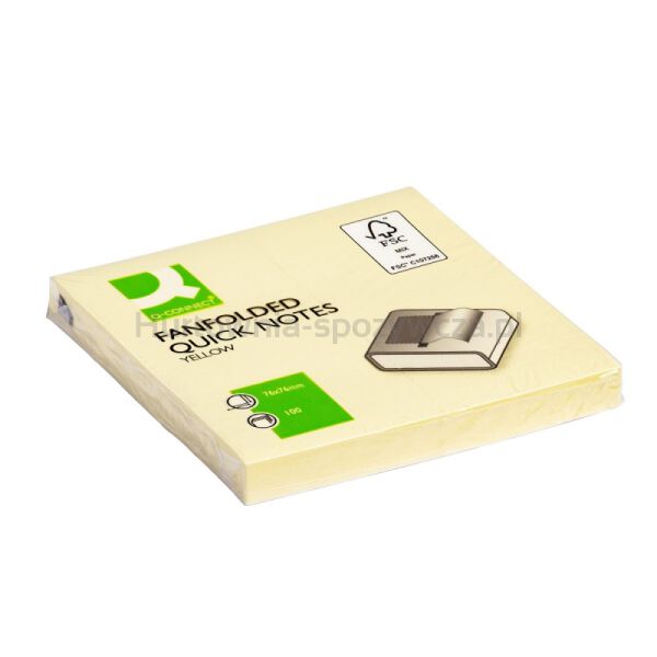 Q-Connect Bloczek samoprzylepny typu Z, 76x76mm, 1x100 kart., jasnożółty  - 8