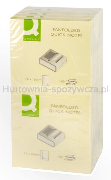 Q-Connect Bloczek samoprzylepny typu Z, 76x76mm, 1x100 kart., jasnożółty  - 4