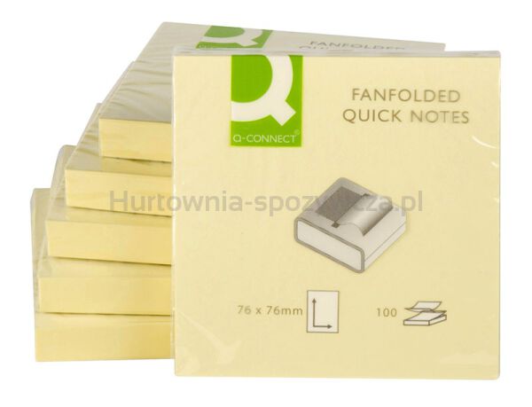 Q-Connect Bloczek samoprzylepny typu Z, 76x76mm, 1x100 kart., jasnożółty  - 5