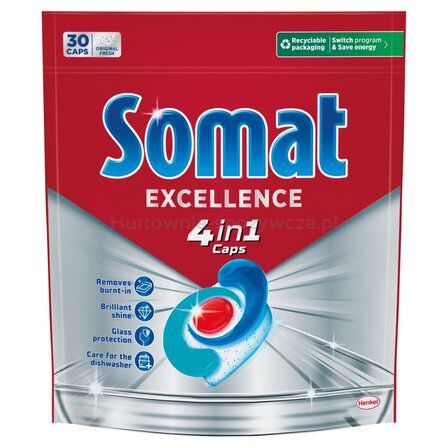 Somat Tabletki do mycia naczyń w zmywarkach Excellence 4 w 1 Caps  570 g (30 sztuk)