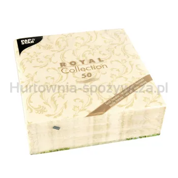 Serwetki, "ROYAL Collection", składane w 1/4, 40 cm x 40 cm, szampański, "Damascato" 50 szt.