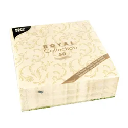 Serwetki, "ROYAL Collection", składane w 1/4, 40 cm x 40 cm, szampański, "Damascato" 50 szt.
