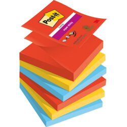 Post-It Karteczki samoprzylepne Super Sticky Z-Notes, PLAYFUL, 76x76mm, 6x90 kart. 