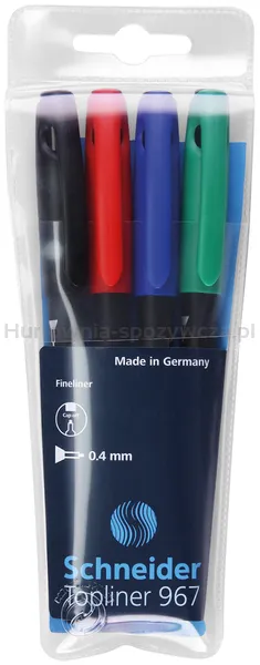 Schneider Zestaw Cienkopisów Topliner 967, 0,4 mm, 4 szt., miks kolorów 