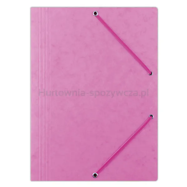 Office Products Teczka z gumką, preszpan, A4, 390gsm, 3-skrz., różowa 