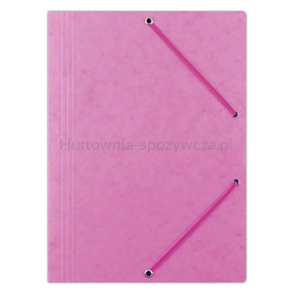Office Products Teczka z gumką, preszpan, A4, 390gsm, 3-skrz., różowa 