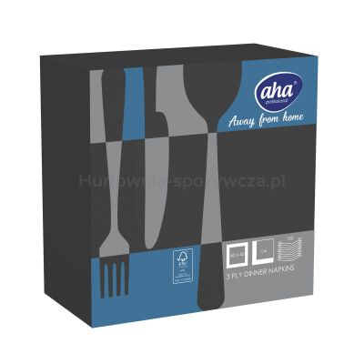 Serwetki AFH AHA, 3-warstwowe, składanie 1/4, 40x40cm, 100 szt., czarne