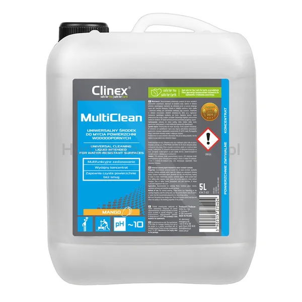 Uniwersalny Środek Clinex Multi Clean, Do Mycia Powierzchni Wodoodpornych, Mango, 5L