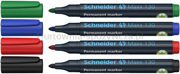 Schneider Zestaw markerów uniwersalnych Maxx 130, 1-3mm, 4 szt., miks kolorów  - 2