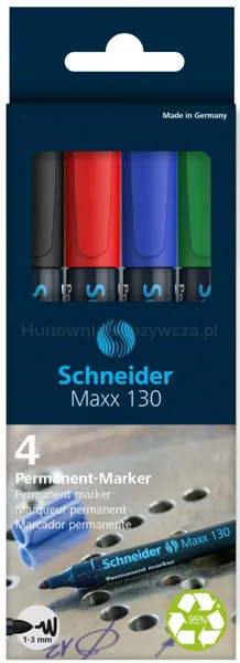 Schneider Zestaw markerów uniwersalnych Maxx 130, 1-3mm, 4 szt., miks kolorów 