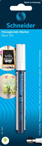 Marker kredowy SCHNEIDER Maxx 265 Deco, okrągły, 2-3mm, biały, zawieszka