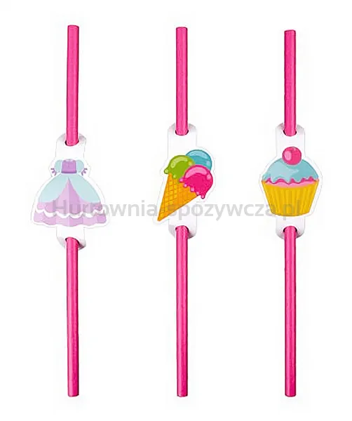 Słomki PARTY GO, 20cm, 6 szt., różowe