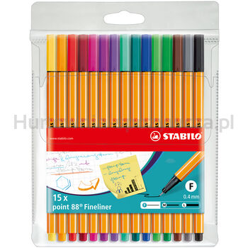 Stabilo point 88 etui 10+5 szt. neon