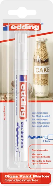 Edding Marker olejowy połyskujący e-750 2-4mm, blister, biały 