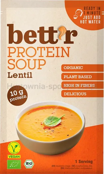 Zupa błyskawiczna z soczewicą, wysokobiałkowa, wegańska, bezglutenowa BIO 30 g