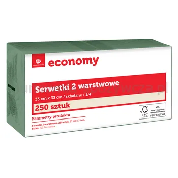 TG Economy Serwetka 33x33 cm, 2 warstwowa zielona 250 sztuk