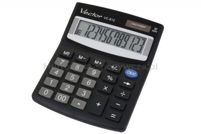 Kalkulator biurowy VECTOR KAV VC-812, 12-cyfrowy, 101x124mm, czarny