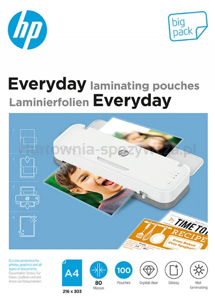 Hp EverydayFolie laminacyjneA4, 80 mic, 100 szt., przezroczyste/połysk 