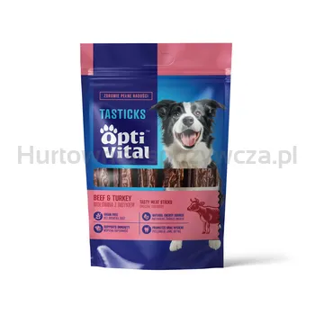 Optivital Tasticks - Karma Uzupełniająca Dla Psów Wszystkich Ras - Kabanosy Z Wołowiną I Indykiem Z Dodatkiem Spiruliny I Szałwii 80G