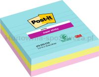 Post-It Karteczki samoprzylepne Super Sticky w linie, (675-SS3-MIA), 101x101mm, 3x70 kart., paleta Miami 