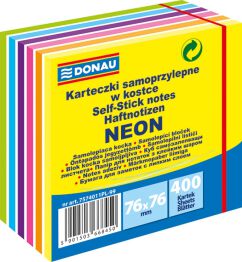 Donau Kostka samoprzylepna, 76x76mm, neon, 1x400 kart., mix kolorów 
