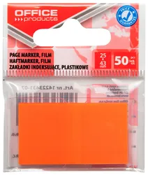 Office Products Zakładki Indeksujące Pp, 25X43Mm, 1X50 Kart., Zawieszka, Pomarańczowe 