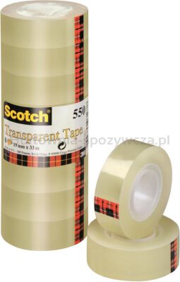 Taśma biurowa SCOTCH® (550), 19mm, 33m, w folii, 8szt., transparentna