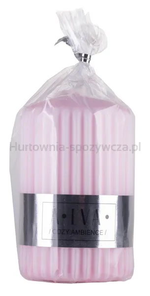 Świeca słupek ryflowana DONAU HOME Alva, 60x90mm, różowy